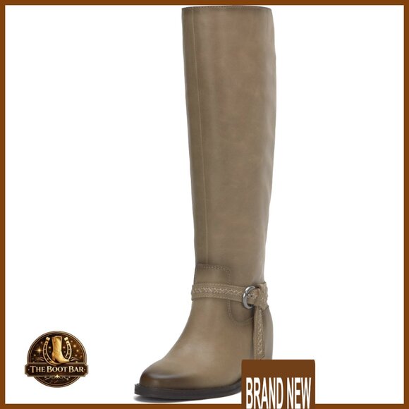 Leather Knee-High Boots Hidden Wedge Classic Elegant Riding Style Tall Shaft